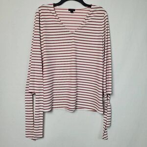 Ann Taylor Large White Stripe Top